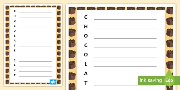 Chocolate Cake Acrostic Poem chocolate Cake Poem