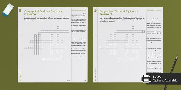 Geographical Fieldwork Equipment Crossword (profesor hizo)