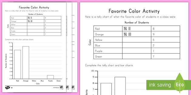Favorite Color Tally and Bar Chart Activity (Teacher-Made)