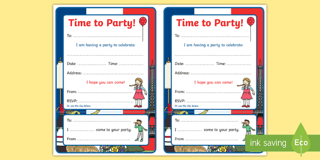 Birthday Party Invitation Template In French - Resources