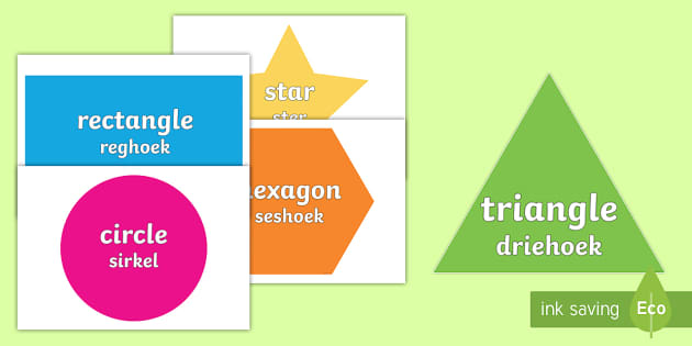 2D Shapes Display Cut-Outs English/Afrikaans - Twinkl