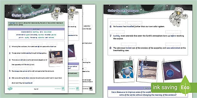 outer-space-synonyms-activity-sheet-lehrer-gemacht