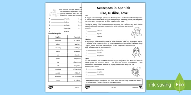 practise writing spanish sentences spanish resources