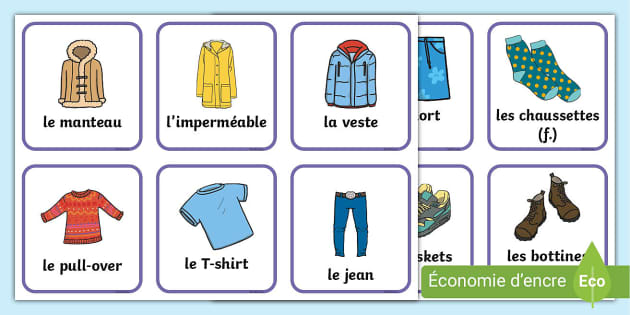 Cartes de vocabulaire : les vêtements - Twinkl CA - Twinkl