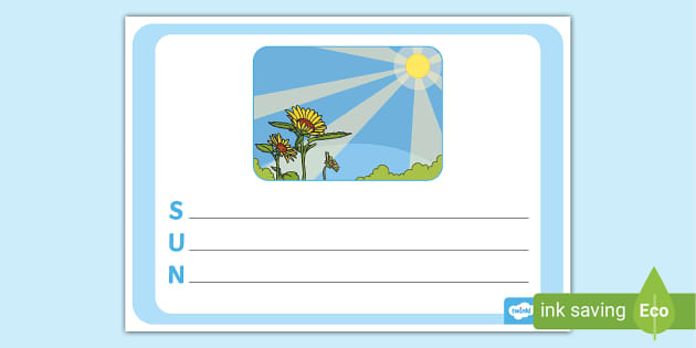 Sun Poem Template - Acrostic Poem - Primary Resources