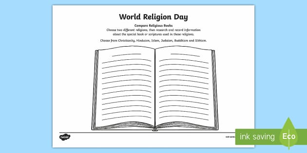 KS2 World Religion Day Compare Religious Books Worksheet