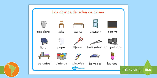 Vocabulário ilustrado de objetos de sala de aula - Twinkl