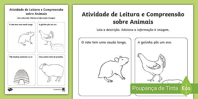 Atividade de Português para o 1º ano – Leitura e Compreensão