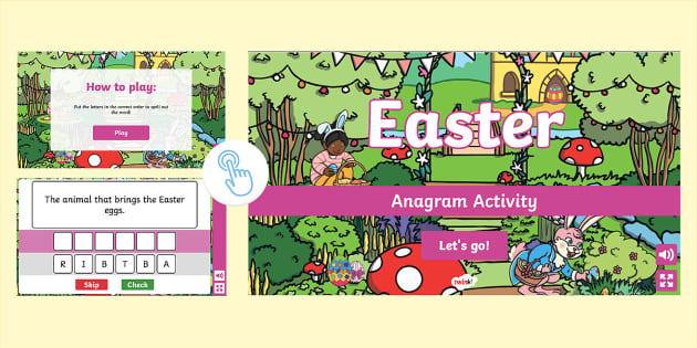 Easter Anagram Interactive Puzzle Game (teacher made)