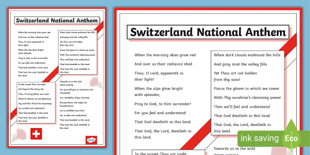 Swiss National Anthem Poster (teacher made) - Twinkl