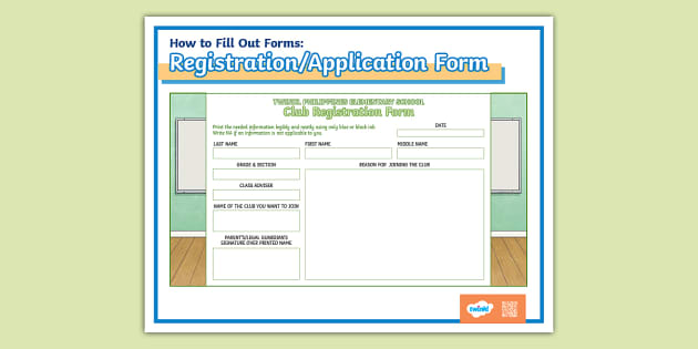 How to Fill Out Forms: Registration/Application Form | Grade 5 | Twinkl