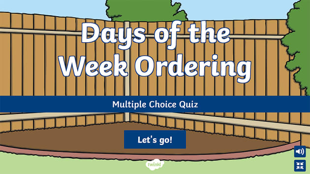 Days of the Week Ordering Multiple Choice Quick Quiz