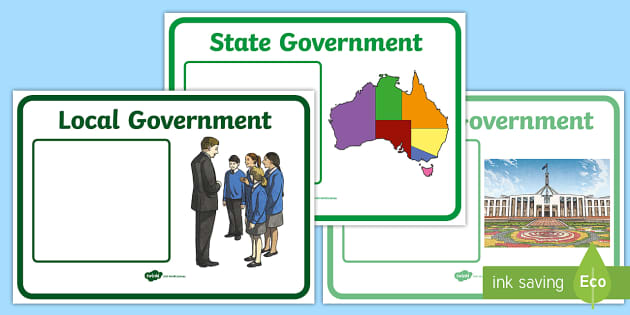 Australian Levels of Government Table Signs - Twinkl