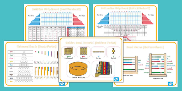 Montessori Beads And Strip Board Mats Pack (Teacher-Made)