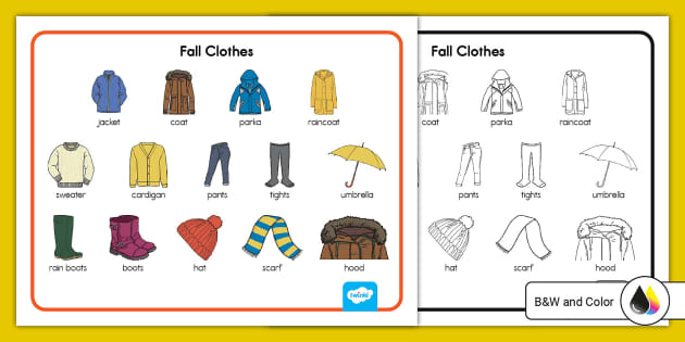Fall Clothes Vocabulary Card Word Mat (Teacher-Made)