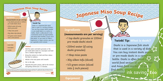 Japanese Miso Soup Recipe (teacher made) - Twinkl