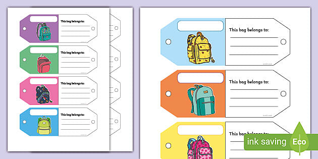 School bag name labels sale