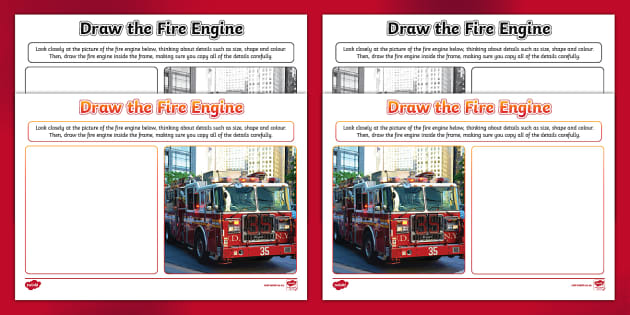 Draw the Fire Engine Worksheet (Teacher Made) Twinkl Draw the Fire Engine Worksheet (Teacher Made) Twinkl