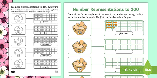 Representing Numbers within 100 Worksheet (teacher made)