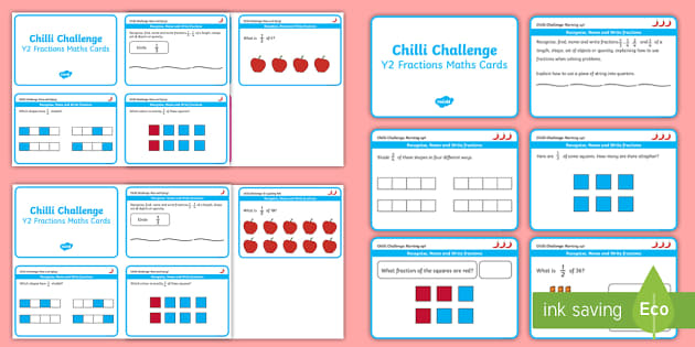 Year 2 Maths Fractions Chilli Challenge Cards