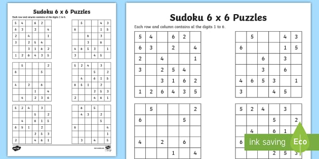 sudoku puzzle 6x6