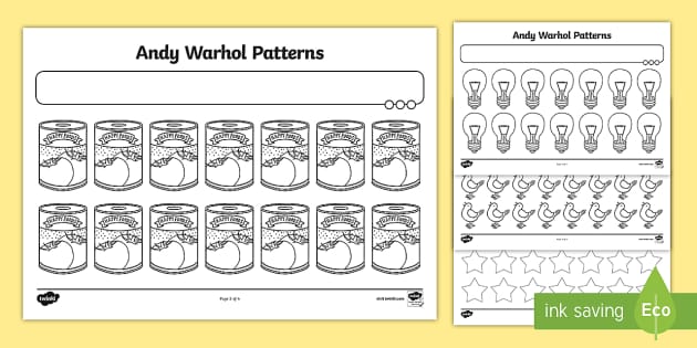 Worksheet Worksheet Andy Warhol Patterns Twinkl