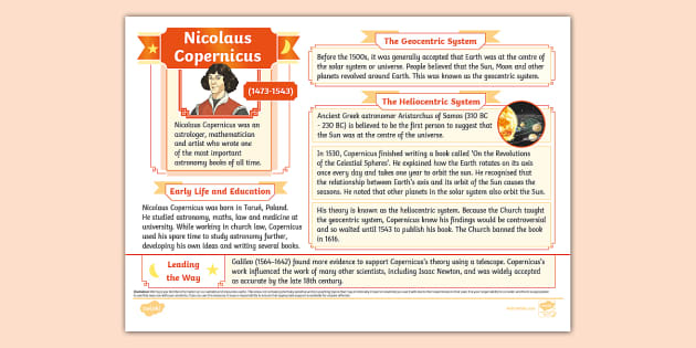 Ks2 Nicolaus Copernicus Fact File (teacher-made) - Twinkl