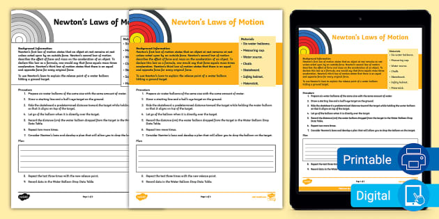 Seventh Grade Newton's Laws of Motion Science Project