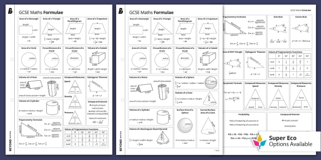 GCSE Maths Formula Sheet GCSE Maths Beyond