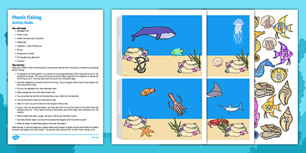Phonic Fishing Busy Bag Resource Pack for Parents - Twinkl