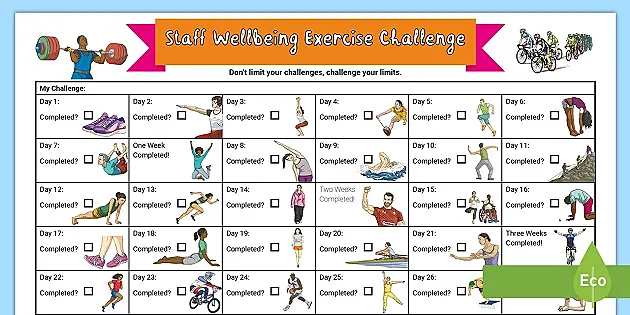 Staff Wellbeing Exercise Challenge Sheet Physical Wellbeing