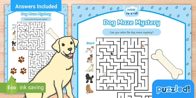 Dog Maze Mystery  Twinkl Puzzled for Kids (Teacher-Made)