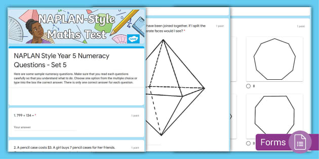 Naplan Style Yr 5 Numeracy Questions Google Form - Revision