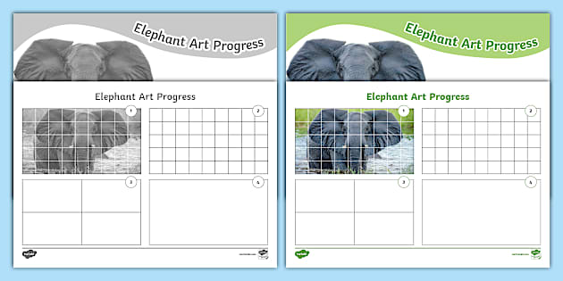 Elephant Art Progress Template (teacher made) - Twinkl