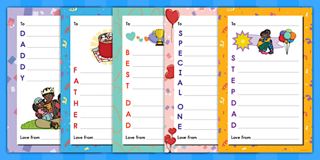 Father's Day Acrostic Poem Card Inserts (teacher made)