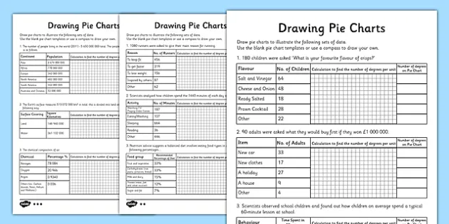 drawing pie charts worksheet primary resources