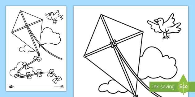 Kite Colouring In Page | Early Years/Primary Resource