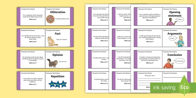 Persuasive Text Features Flashcards | Twinkl | Teacher Made