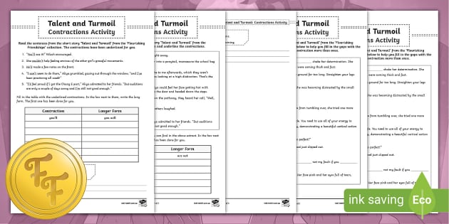 Talent And Turmoil Contractions Worksheet (teacher Made)