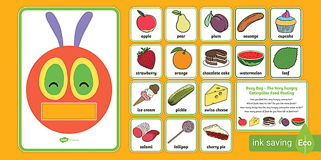 Food Posting Activity Busy Bag Prompt Card and Resource Pack to Support Teaching on The Very Hungry Caterpillar