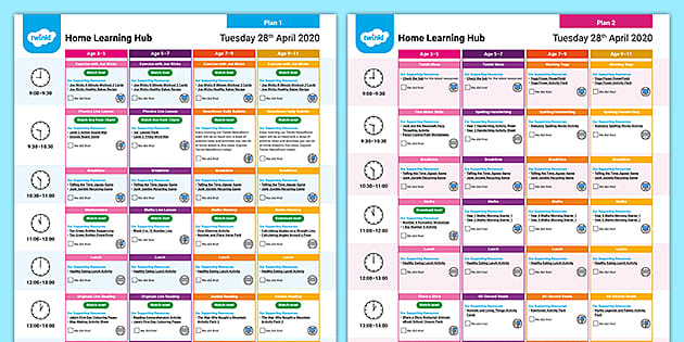 FREE! - Home Learning Hub Daily Plan Tuesday 28th April