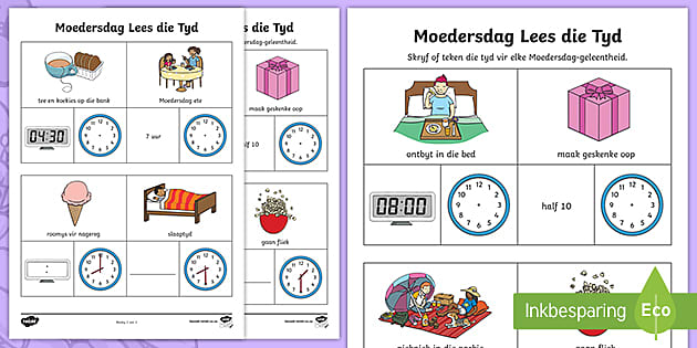 Moedersdag Lees Die Tyd Aktiwiteit (teacher Made) - Twinkl