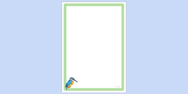 FREE! - Kingfisher Bird Page Border | Page Borders | Twinkl