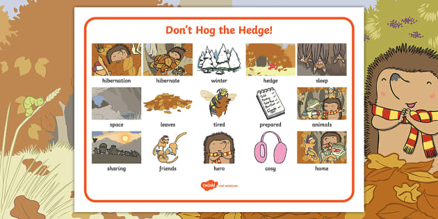 Don't Hog The Hedge! Word Mat (profesor Hizo) - Twinkl