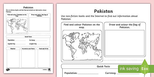 KS1 Pakistan Research Activity (teacher made) - Twinkl