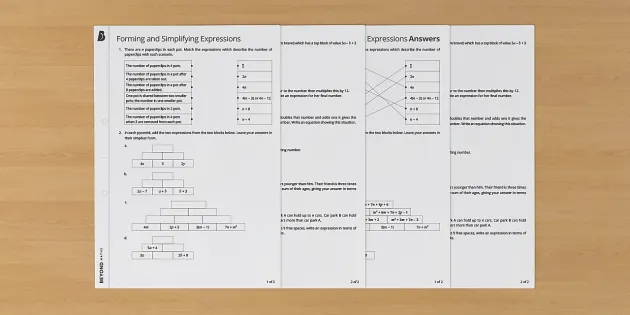 👉 Forming and Simplifying Expressions Worksheet