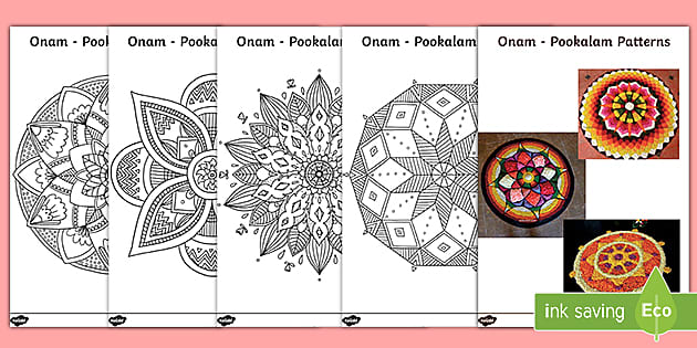 onam pookalam designs outline - 19 - Keralam, Kerala Tourism, Kerala