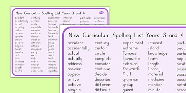 spelling-list-years-3-and-4-word-mat-australia