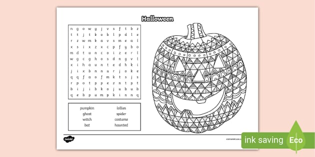 Halloween Colouring and Word Search (teacher made) - Twinkl