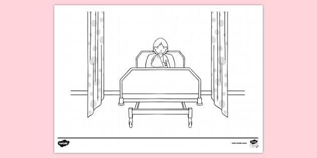 T Tp 2673455 Girl With Bandaged Arm In Hospital Bed Colouring Sheet Ver 1 